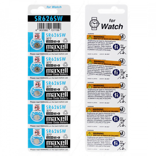 Maxell SR626SW-BP5 silver oxide battery at Signature Batteries